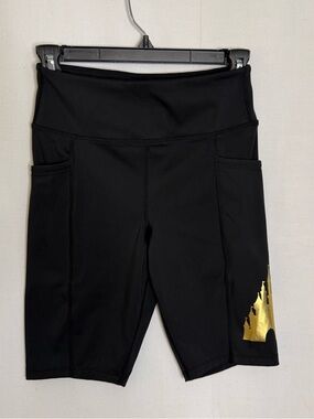 Disney World Womens Bike Shorts M Black W/ Gold 50th Anniversary Vault Shorts